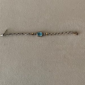 Argentinian Designer bracelet Sterling Silver, 18 Gold rims, 4 carat Blue Topaz